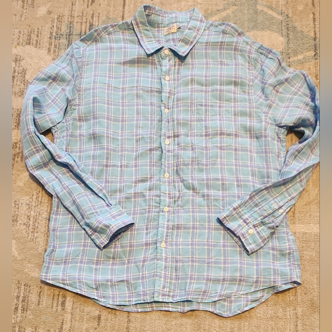 Faherty Linen L/S Button Down. Size Xxl. Blue/Purple. Euc